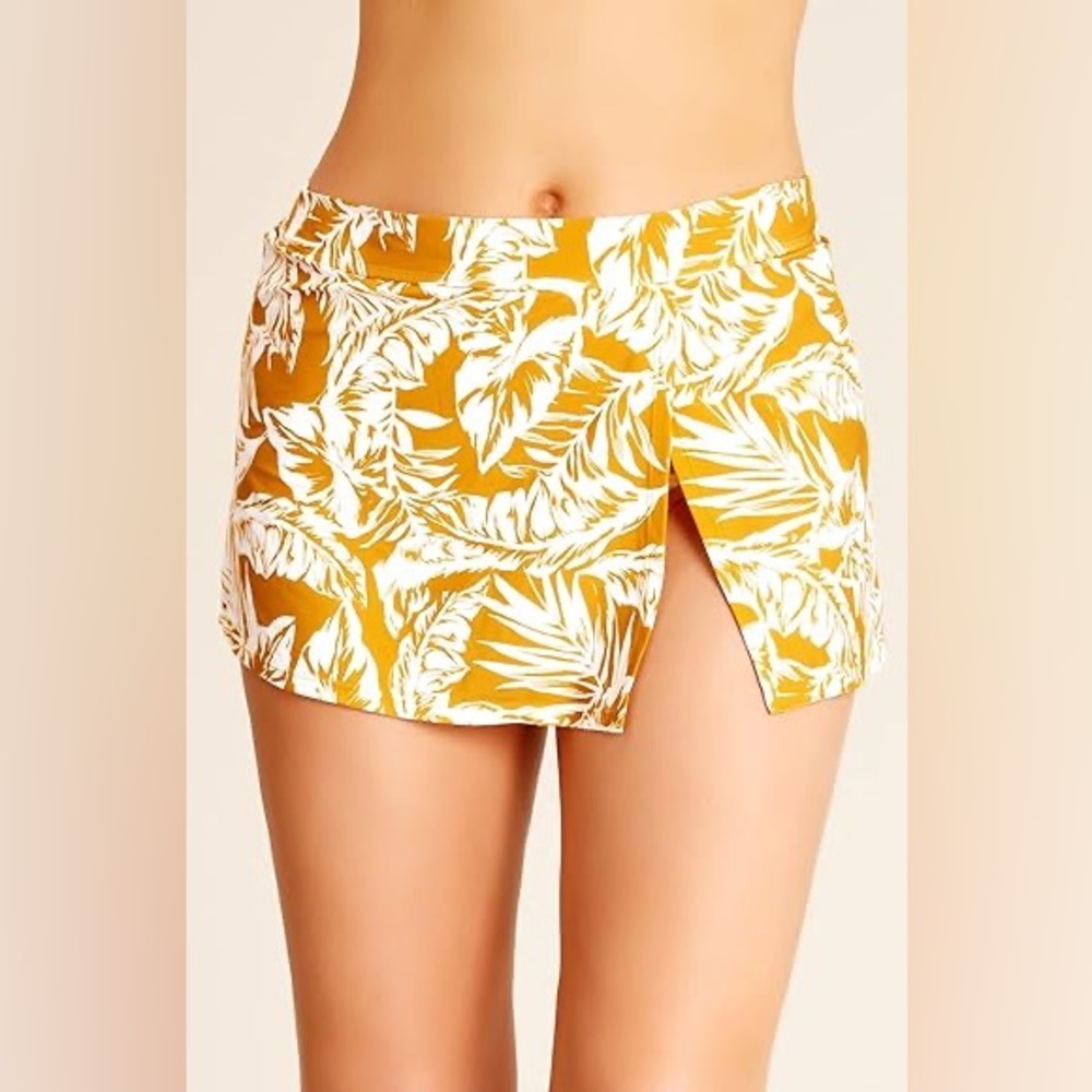 Catalina Women’s Damen Skirted Bikini Bottom Bikinihose Yellow Floral Size Large